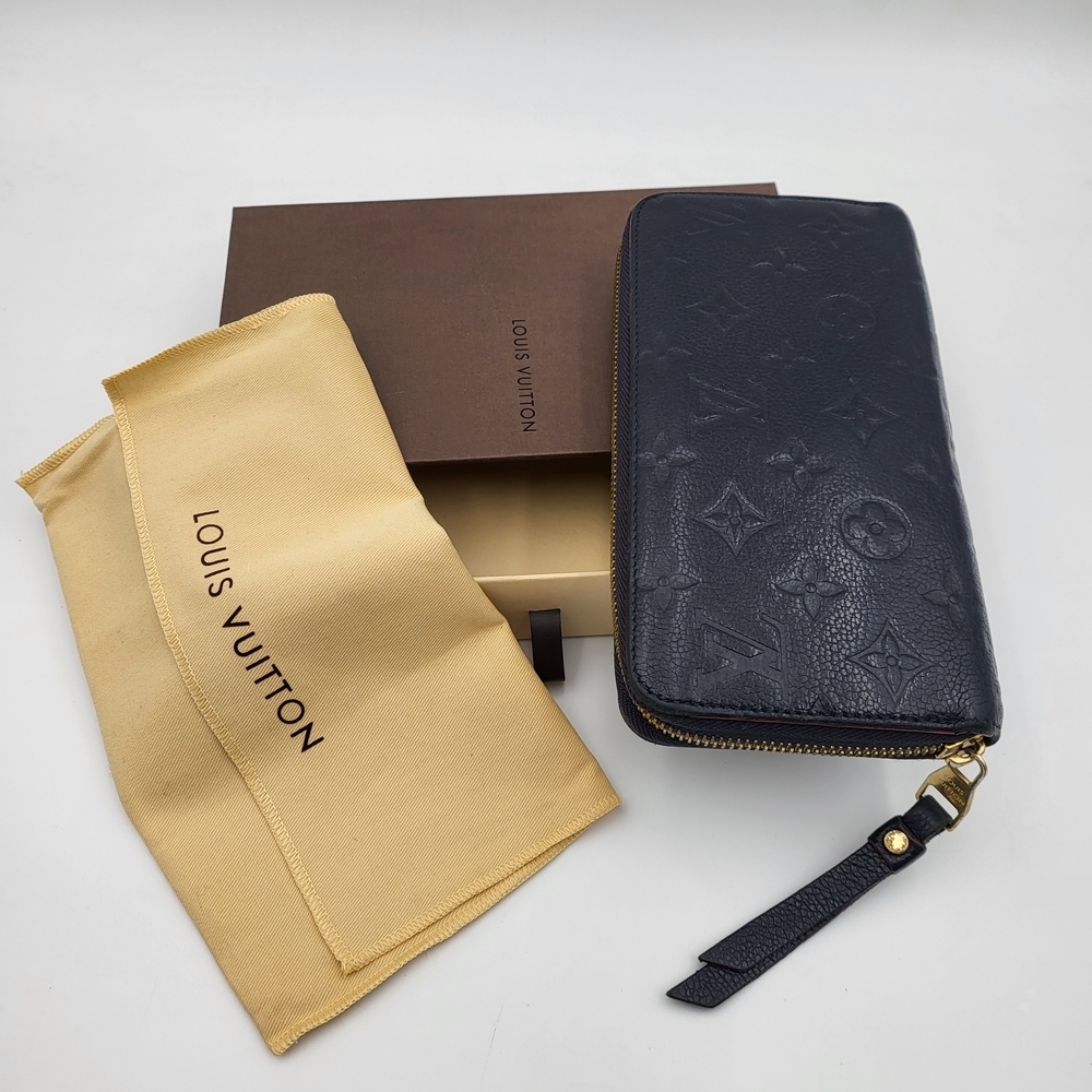 Louis Vuitton Zippy Long Wallet Monogram Dark Blue Empreinte Leather. Auth W/COA